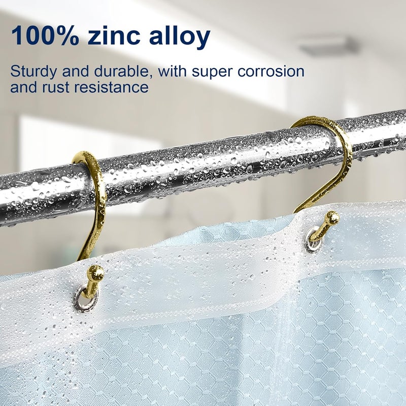 Gidse Metal Shower Curtain Hooks, Set of 12, Rust Proof Shower Curtain Hooks Rings, Durable S Shaped Hooks Hangers for Shower Curtains, Kitchen Utensils, Clothes, Towels (Gold) - Image 2